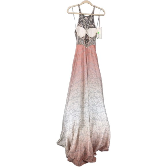 NWT Modessa Couture Light Pink Silver Beaded Ombré Illusion Gown Size 6 Prom - Picture 2 of 13